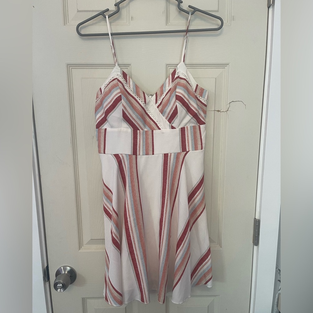 Mi Ami Red and White Striped Mini Dress
